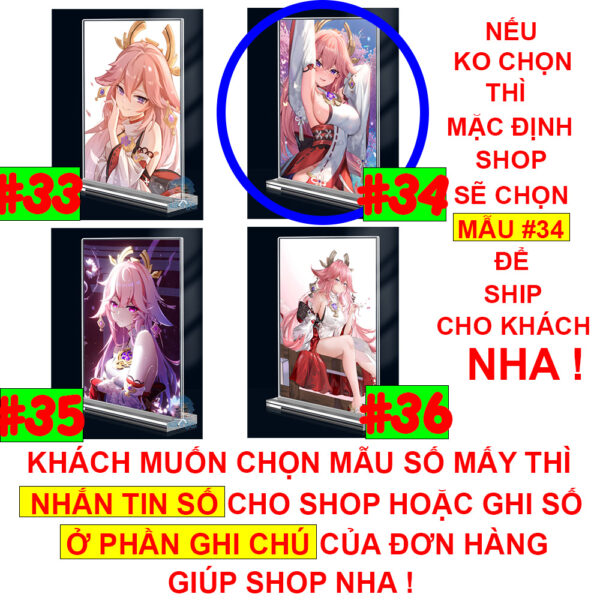 shopee-21579743939-7 Khung ảnh Mica trong suốt Kích thước A4,A5 In hình Yae Miko Game Genshin Impact (1) đế lùa dày trong suốt