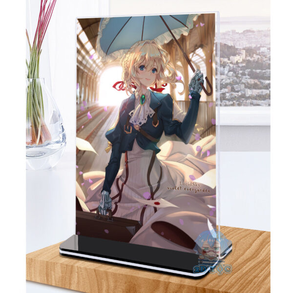 Khung ảnh Mica trong suốt Kích thước A4,A5 In hình Anime Manga Light Novel Violet Evergarden (1) đế lùa màu đen