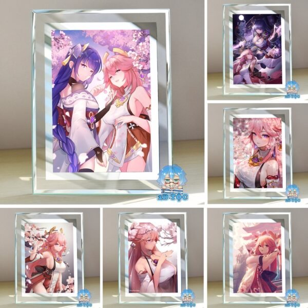 shopee-21752093834-2 Khung kính Yae Miko (1) Game Genshin Impact - để bàn by 2D Tộc Shop