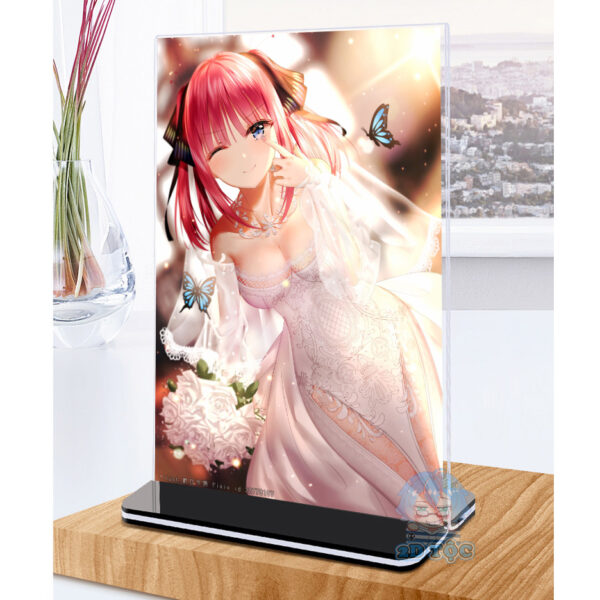 Khung ảnh Mica trong suốt Kích thước A4,A5 In hình Nakano Nino (1) Anime Nhà Có 5 Nàng Dâu đế lùa màu đen