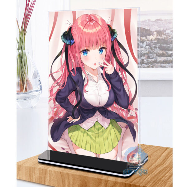 Khung ảnh Mica trong suốt Kích thước A4,A5 In hình Nakano Nino (1) Anime Nhà Có 5 Nàng Dâu đế lùa màu đen