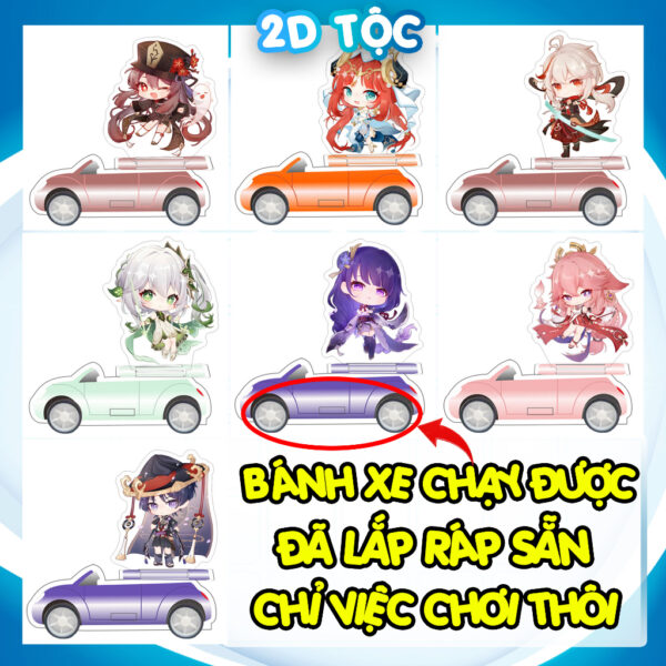 Mô hình Standee Mica Acrylic nhân vật Game Genshin Impact phiên bản ô tô mui trần có bánh xe chạy được – 2D Tộc Shop