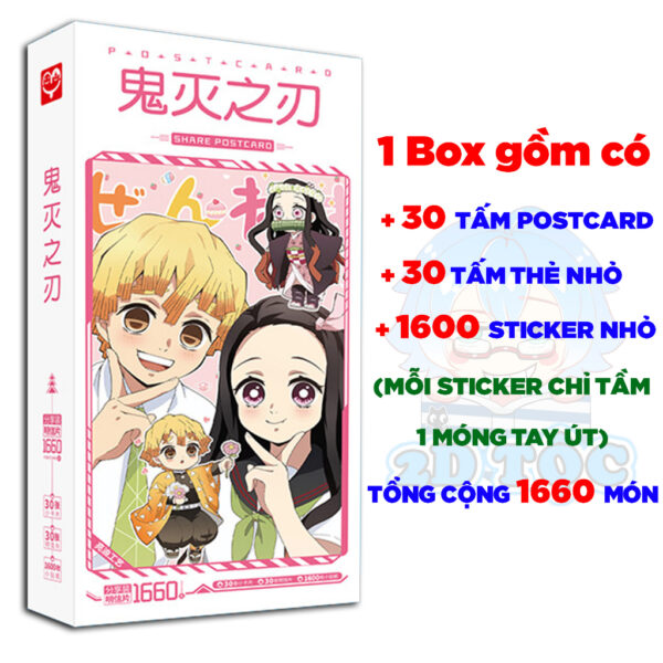 Hộp ảnh 786-1938 cái Postcard LOMO Sticker Anime Manga Light Novel Thanh gươm diệt quỷ Kimetsu no Yaiba - 2D Tộc Shop