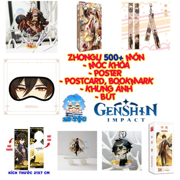 Tổng hợp Poster Postcard Móc khóa Standee Khung ảnh Bút Zhongli Game Genshin Impact - 2D Tộc Shop
