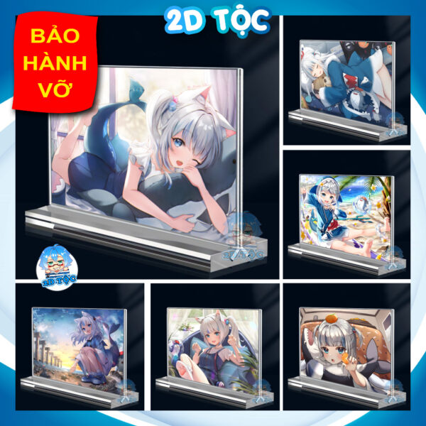 Khung ảnh Mica trong suốt Kích thước A4,A5 In hình Anime Manga Light Novel Gawr Gura Hololive (1) đế lùa dày trong suốt