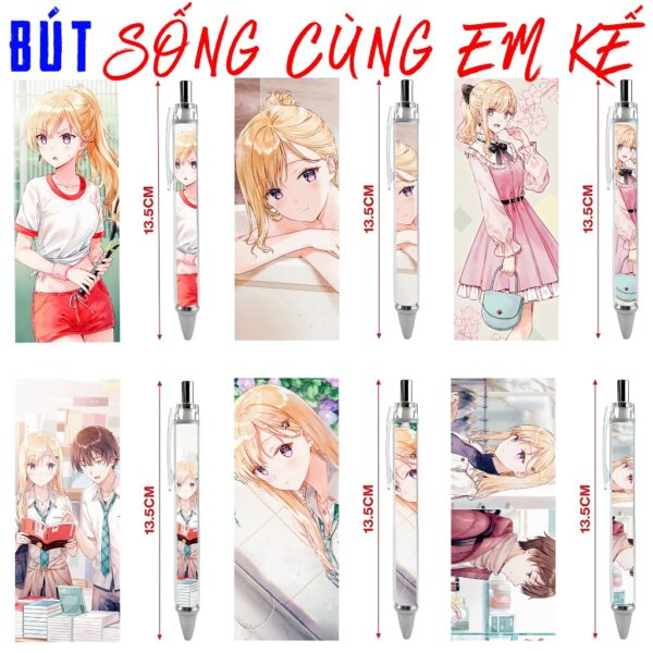 Bút viết In hình Anime Manga Light Novel Sống Cùng Em Kế Gimai Seikatsu- Hình in sắc nét - Bút Gel ngòi 0.5mm by 2D Tộc
