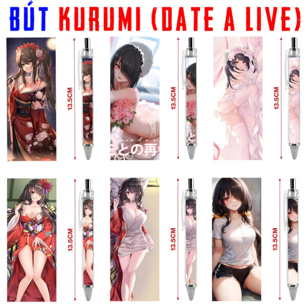 Bút viết In hình Kurumi Anime Manga Light Novel Date A Live - Hình in sắc nét - Bút Gel ngòi 0.5mm by 2D Tộc Shop