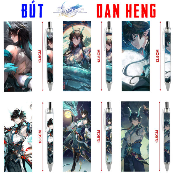 Bút viết In hình Dan Heng Ẩm Nguyệt Game Honkai: Star Rail - Hình in sắc nét - Bút Gel ngòi 0.5mm by 2D Tộc Shop