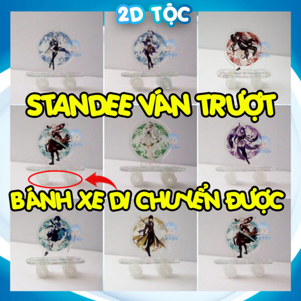 Mô hình Standee Mica Acrylic ván trượt có bánh xe Game Genshin Impact  – Tượng Mica Anime by 2D Tộc Shop