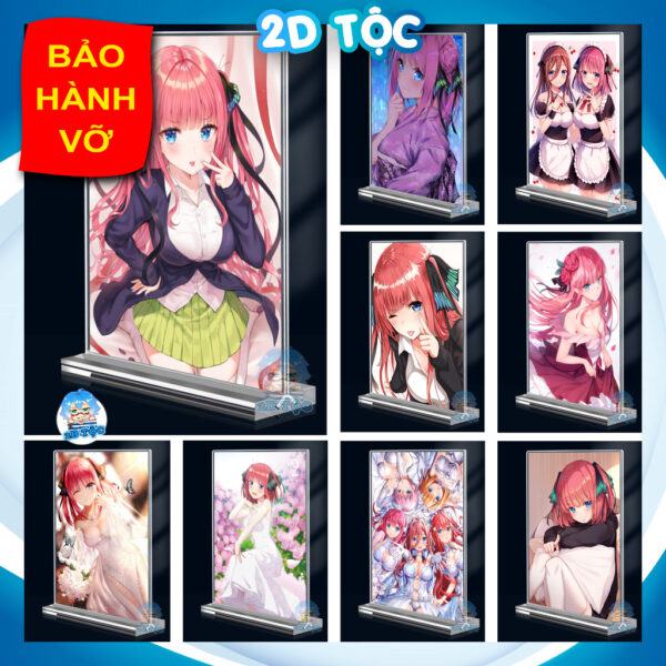 Khung ảnh Mica trong suốt Kích thước A4,A5 In hình Nakano Nino (1) Anime Nhà Có 5 Nàng Dâu đế lùa dày trong suốt