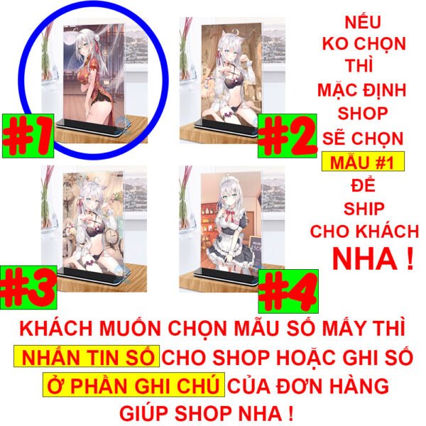 Khung ảnh Mica trong suốt Kích thước A4,A5 In hình Anime Manga Light Novel Arya Bàn Bên đế lùa màu đen