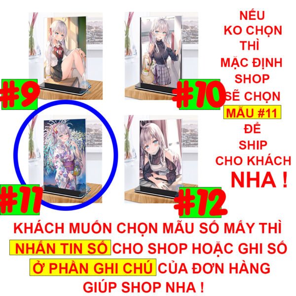 Khung ảnh Mica trong suốt Kích thước A4,A5 In hình Anime Manga Light Novel Arya Bàn Bên đế lùa màu đen