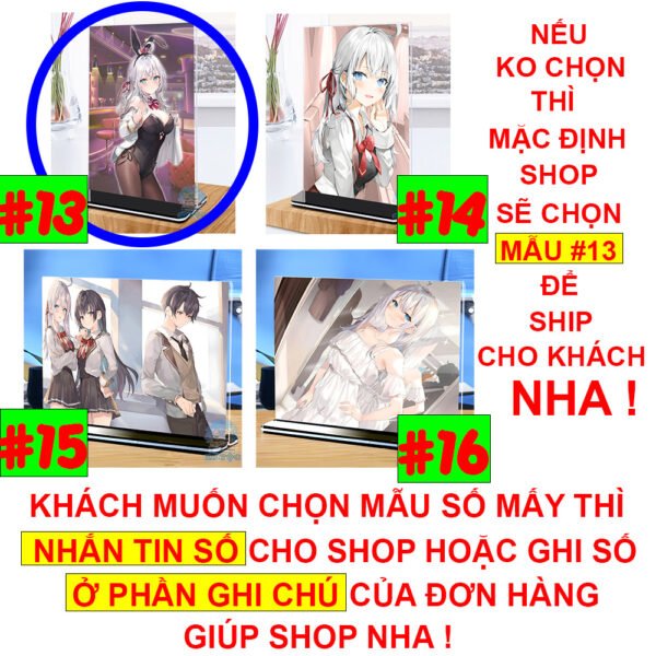 Khung ảnh Mica trong suốt Kích thước A4,A5 In hình Anime Manga Light Novel Arya Bàn Bên đế lùa màu đen