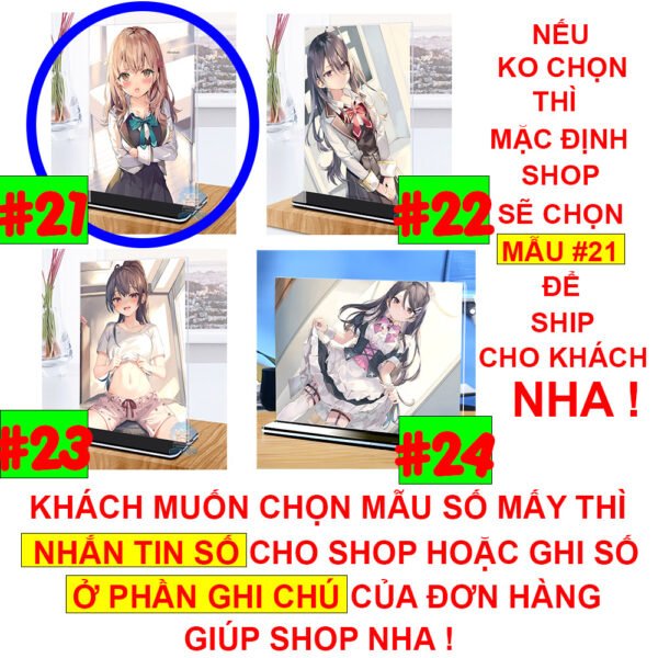 Khung ảnh Mica trong suốt Kích thước A4,A5 In hình Anime Manga Light Novel Arya Bàn Bên đế lùa màu đen