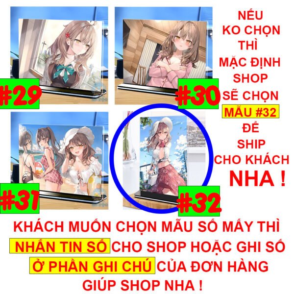 Khung ảnh Mica trong suốt Kích thước A4,A5 In hình Anime Manga Light Novel Arya Bàn Bên đế lùa màu đen