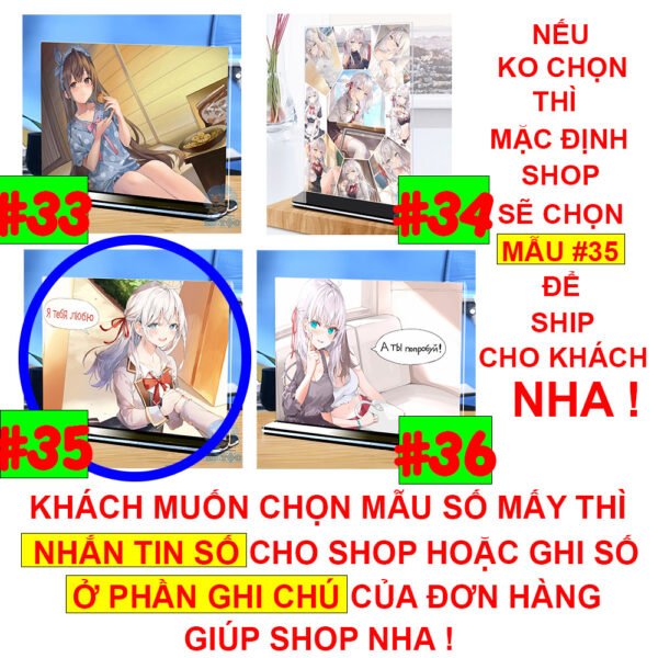 Khung ảnh Mica trong suốt Kích thước A4,A5 In hình Anime Manga Light Novel Arya Bàn Bên đế lùa màu đen