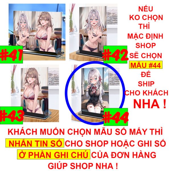 Khung ảnh Mica trong suốt Kích thước A4,A5 In hình Anime Manga Light Novel Arya Bàn Bên đế lùa màu đen