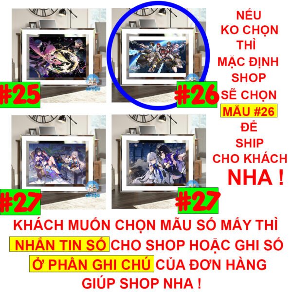 Khung kính Kafka, Silver Wolf, Bailu, Bronya, Fu Xuan,… Game Honkai: Star Rail (1) - để bàn by 2D Tộc Shop