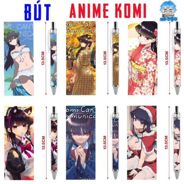 Bút viết In hình Anime Manga Komi Nữ Thần Sợ Giao Tiếp - Hình in sắc nét - Bút Gel ngòi 0.5mm by 2D Tộc Shop