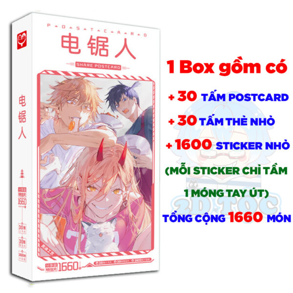 shopee-22839497694-4 Hộp ảnh 521-1660 cái Postcard LOMO Sticker Anime Manga Light Novel Chainsaw Man - Hộp ảnh LOMO 2D Tộc Shop