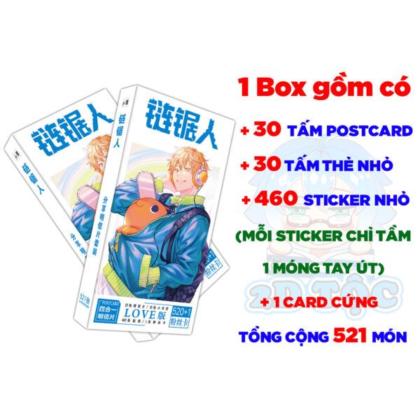 shopee-22839497694-5 Hộp ảnh 521-1660 cái Postcard LOMO Sticker Anime Manga Light Novel Chainsaw Man - Hộp ảnh LOMO 2D Tộc Shop