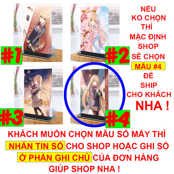 Khung ảnh Mica trong suốt Kích thước A4,A5 In hình Anime Manga Light Novel Thiên sứ Nhà Bên (1) đế lùa màu đen