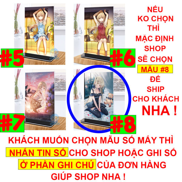 Khung ảnh Mica trong suốt Kích thước A4,A5 In hình Anime Manga Light Novel Thiên sứ Nhà Bên (1) đế lùa màu đen