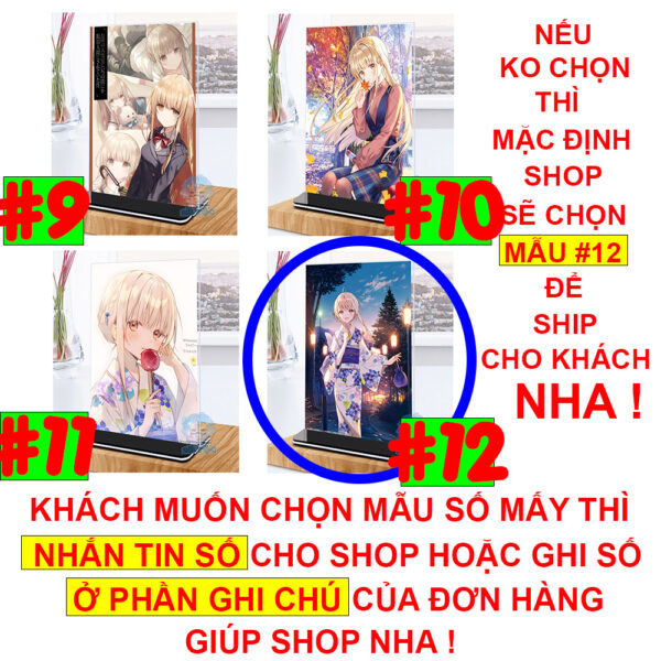 Khung ảnh Mica trong suốt Kích thước A4,A5 In hình Anime Manga Light Novel Thiên sứ Nhà Bên (1) đế lùa màu đen