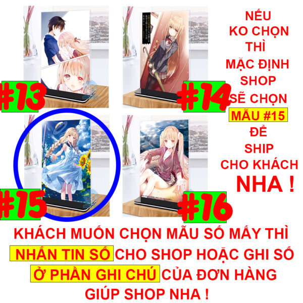 Khung ảnh Mica trong suốt Kích thước A4,A5 In hình Anime Manga Light Novel Thiên sứ Nhà Bên (1) đế lùa màu đen