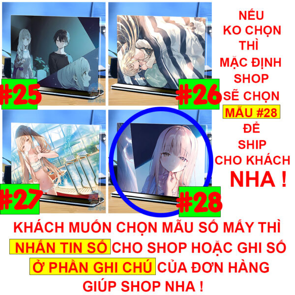 Khung ảnh Mica trong suốt Kích thước A4,A5 In hình Anime Manga Light Novel Thiên sứ Nhà Bên (1) đế lùa màu đen