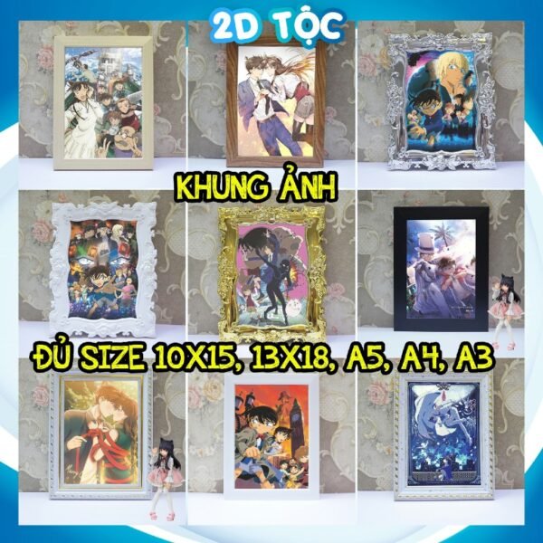 Khung Ảnh Treo Tường, Để Bàn 10x15, 13x18, A5, A4, A3 Mặt Mica Anime Manga Thám tử lừng danh Conan(1) - kèm chân đế/Đinh