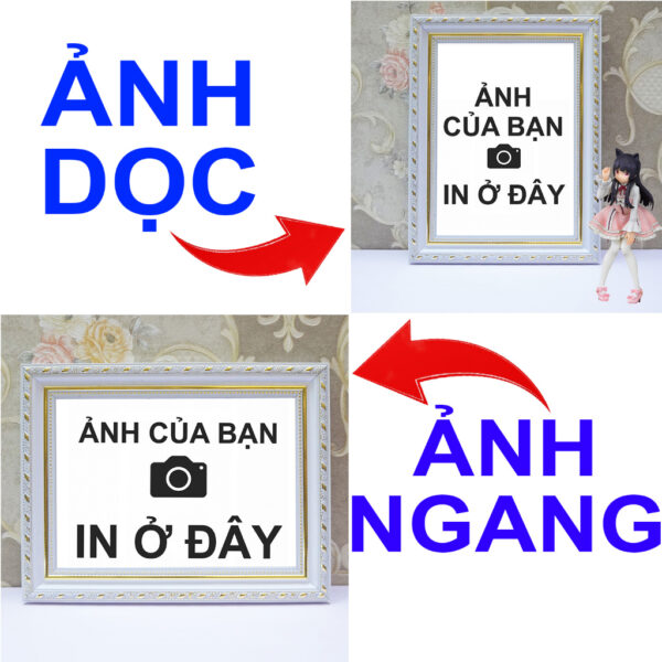 (In theo yêu cầu) Khung Ảnh Treo Tường, Để Bàn 10x15, 13x18, A5, A4, A3 Mặt Mica kèm chân đế/Đinh 3 chân (1)