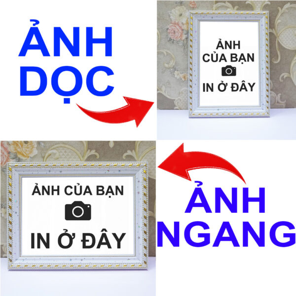 (In theo yêu cầu) Khung Ảnh Treo Tường, Để Bàn 10x15, 13x18, A5, A4, A3 Mặt Mica kèm chân đế/Đinh 3 chân (1)