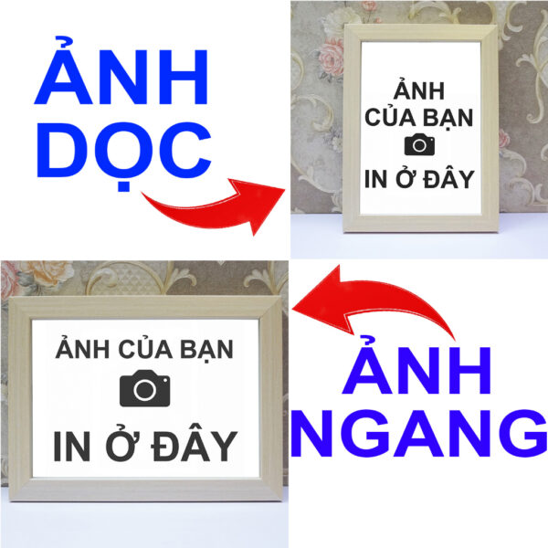 (In theo yêu cầu) Khung Ảnh Treo Tường, Để Bàn 10x15, 13x18, A5, A4, A3 Mặt Mica kèm chân đế/Đinh 3 chân (1)