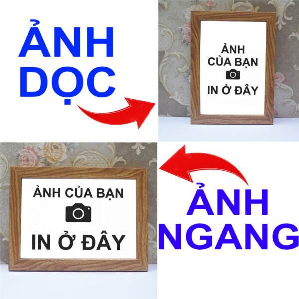 (In theo yêu cầu) Khung Ảnh Treo Tường, Để Bàn 10x15, 13x18, A5, A4, A3 Mặt Mica kèm chân đế/Đinh 3 chân (1)