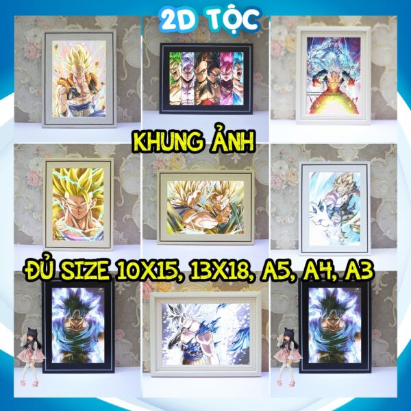 Khung Ảnh Treo Tường, Để Bàn 10x15, 13x18, A5, A4, A3 Mặt Mica Dragon Ball 7 Viên Ngọc Rồng - kèm chân đế/Đinh 3 chân