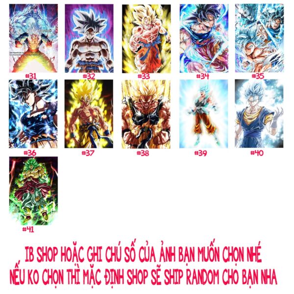 Khung Ảnh Treo Tường, Để Bàn 10x15, 13x18, A5, A4, A3 Mặt Mica Dragon Ball 7 Viên Ngọc Rồng - kèm chân đế/Đinh 3 chân
