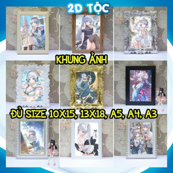 Khung Ảnh Treo Tường,Để Bàn 10x15,13x18,A5,A4,A3 Mặt Mica Kamisato Ayaka Game Genshin Impact (1) kèm chân đế/Đinh 3 chân