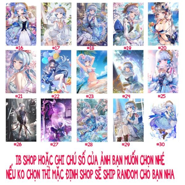 Khung Ảnh Treo Tường,Để Bàn 10x15,13x18,A5,A4,A3 Mặt Mica Kamisato Ayaka Game Genshin Impact (1) kèm chân đế/Đinh 3 chân