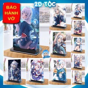 Khung ảnh Mica trong suốt Kích thước A4,A5 In hình Anime Manga Light Novel Gawr Gura Hololive (1) đế lùa màu đen