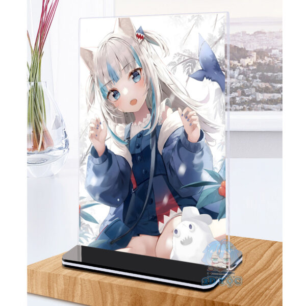 Khung ảnh Mica trong suốt Kích thước A4,A5 In hình Anime Manga Light Novel Gawr Gura Hololive (1) đế lùa màu đen