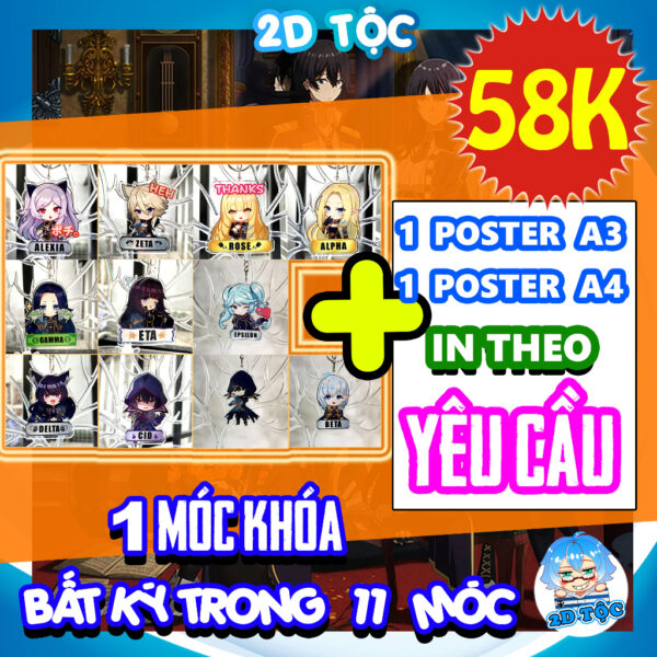 Móc Khóa Mica In 2 Mặt Sắc Nét Tổng hợp Anime Manga Light novel Chúa tể bóng tối và các bộ Isekai Fantasy khác