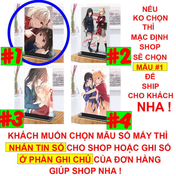 Khung ảnh Mica trong suốt Kích thước A4,A5 In hình Anime Manga Light Novel Lycoris Recoil (1) đế lùa màu đen