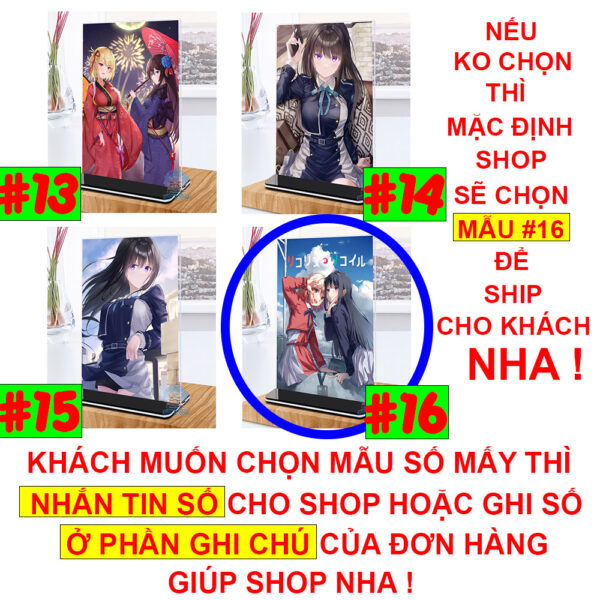 Khung ảnh Mica trong suốt Kích thước A4,A5 In hình Anime Manga Light Novel Lycoris Recoil (1) đế lùa màu đen
