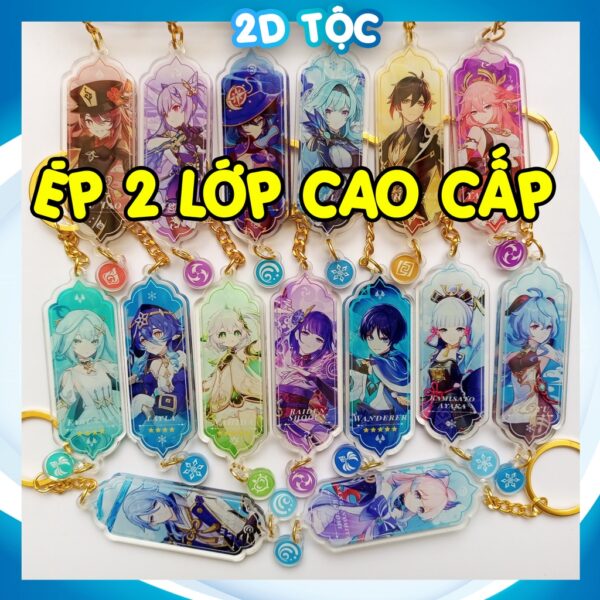 Móc Khóa Dài Thẻ Tên In Sắc Nét 2 Mặt Ép 2 Lớp mica cao cấp Game Genshin Impact  – Phụ Kiện Anime By 2D Tộc Shop