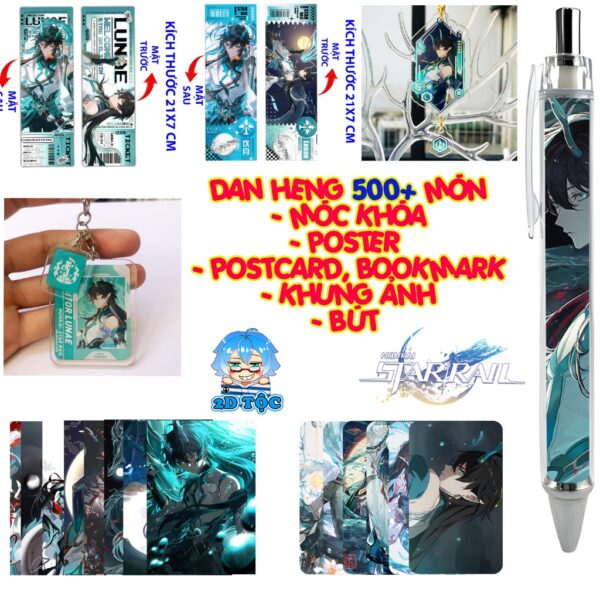 shopee-23656303696-1 Tổng hợp Poster Postcard Móc khóa Standee Khung ảnh Bút Dan Heng Ẩm Nguyệt Game Honkai: Star Rail - 2D Tộc Shop