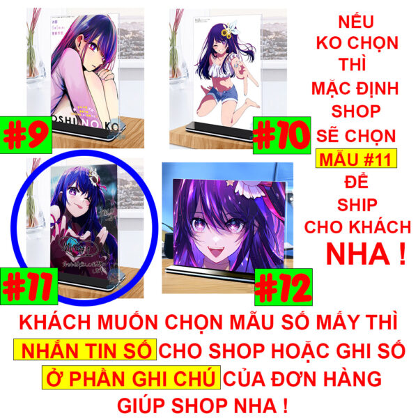 Khung ảnh Mica trong suốt Kích thước A4,A5 In hình Anime Manga Light Novel Oshi no Ko đế lùa màu đen