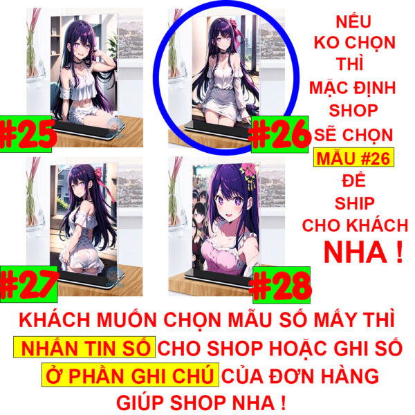 Khung ảnh Mica trong suốt Kích thước A4,A5 In hình Anime Manga Light Novel Oshi no Ko đế lùa màu đen