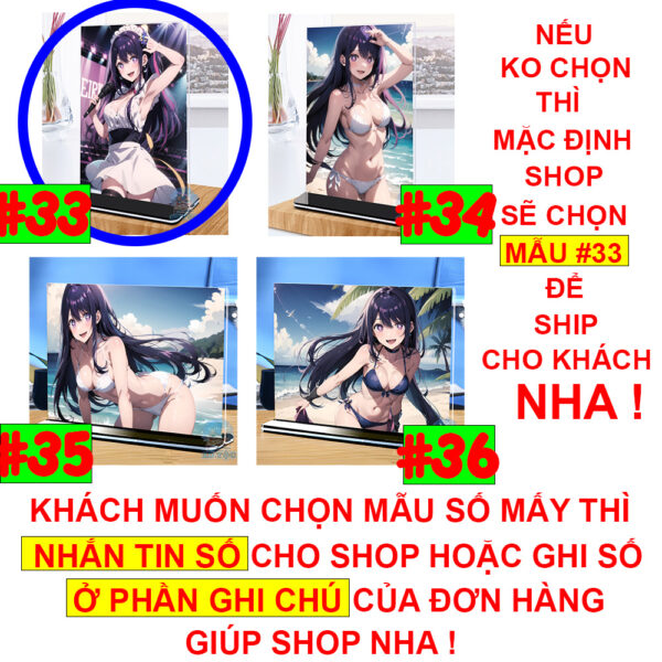 Khung ảnh Mica trong suốt Kích thước A4,A5 In hình Anime Manga Light Novel Oshi no Ko đế lùa màu đen