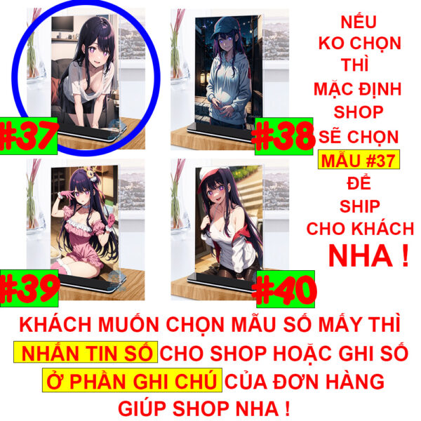 Khung ảnh Mica trong suốt Kích thước A4,A5 In hình Anime Manga Light Novel Oshi no Ko đế lùa màu đen